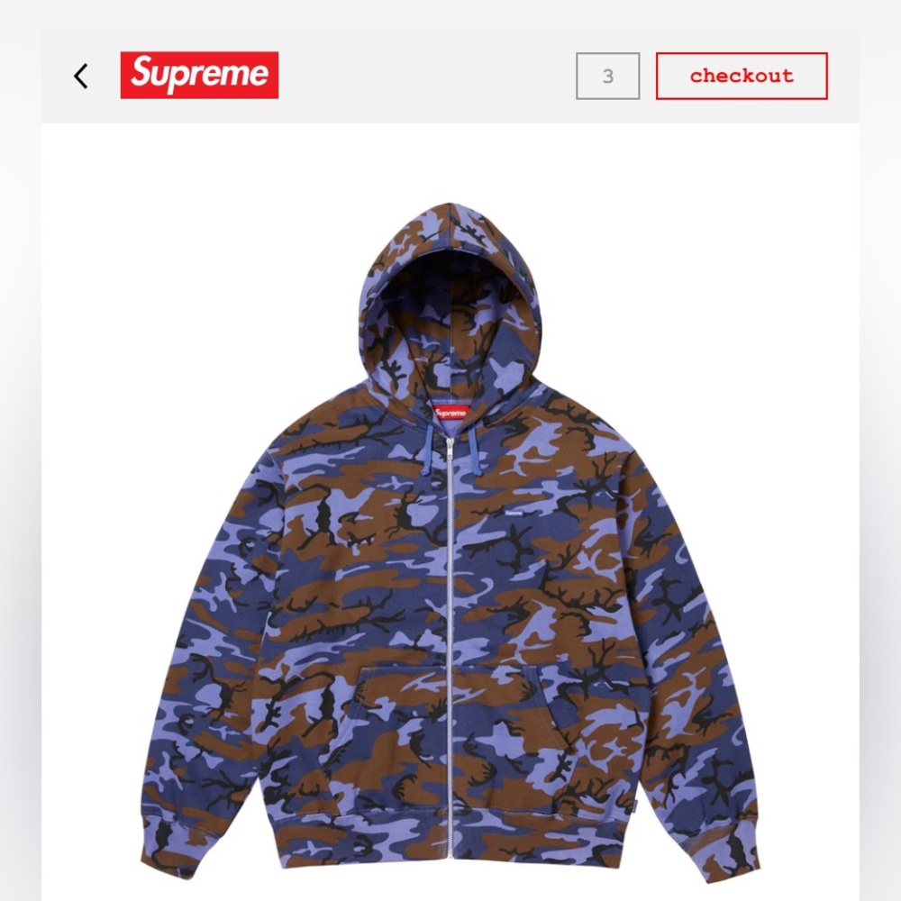 Supreme Small Box Logo Zip Up Hooded Sweatshirt “Blue Camo”
XXL